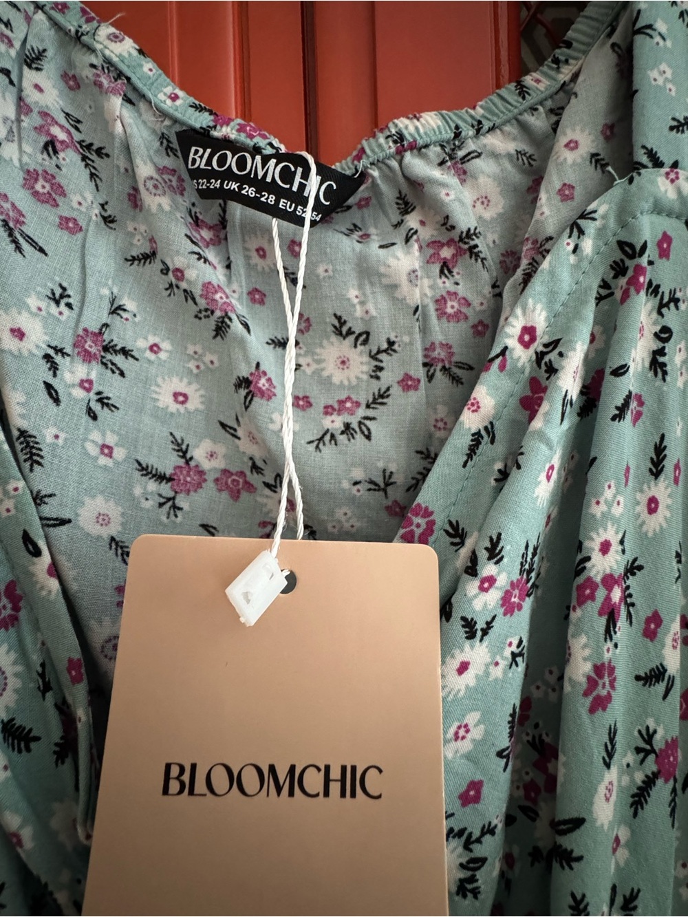 BloomChic Mint Blue Floral Maxi Dress with Ruffle Sleeves - Picture 2 of 3